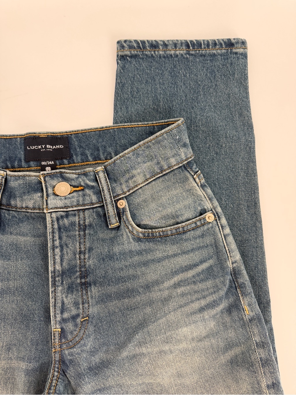 Lucky Brand Drew Mom High Rise Taper Jeans Medium Button Fly Women's - 00/24A - Picture 6 of 12